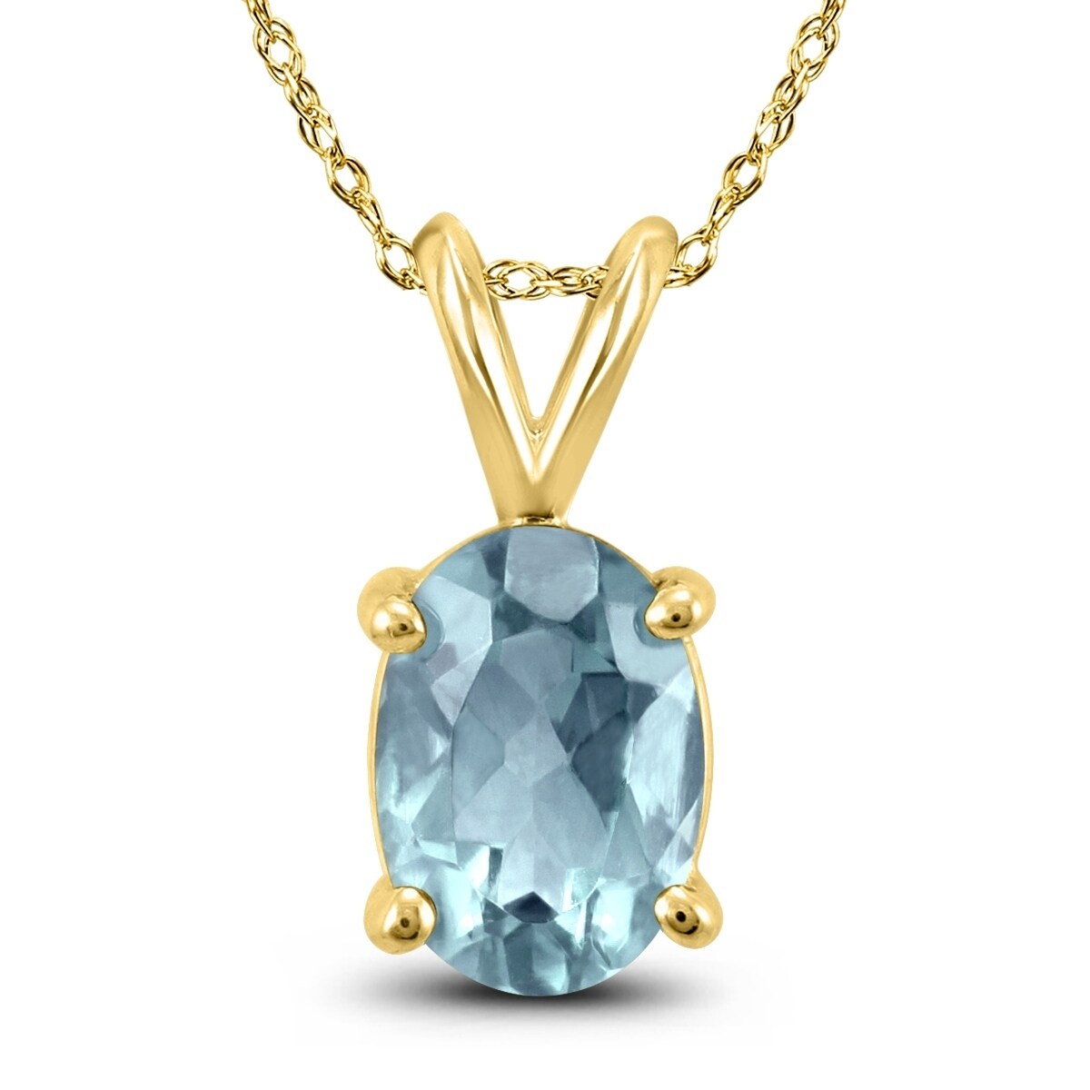 14K Yellow Gold 6X4Mm Oval Aquamarine Pendant
