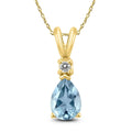 14K Yellow Gold 6X4Mm Pear Aquamarine And Diamond Pendant