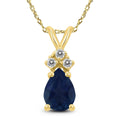 14K Yellow Gold 6X4Mm Pear Sapphire And Diamond Pendant