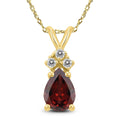 14K Yellow Gold 7X5Mm Pear Garnet And Diamond Pendant