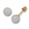 14K Yellow Gold Colors Of Created Opal 6Mm Ball Post Stud Screw Back Earrings
