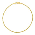 14K Yellow Gold Filled 2.1Mm Rope Chain Bracelet With Lobster Clasp