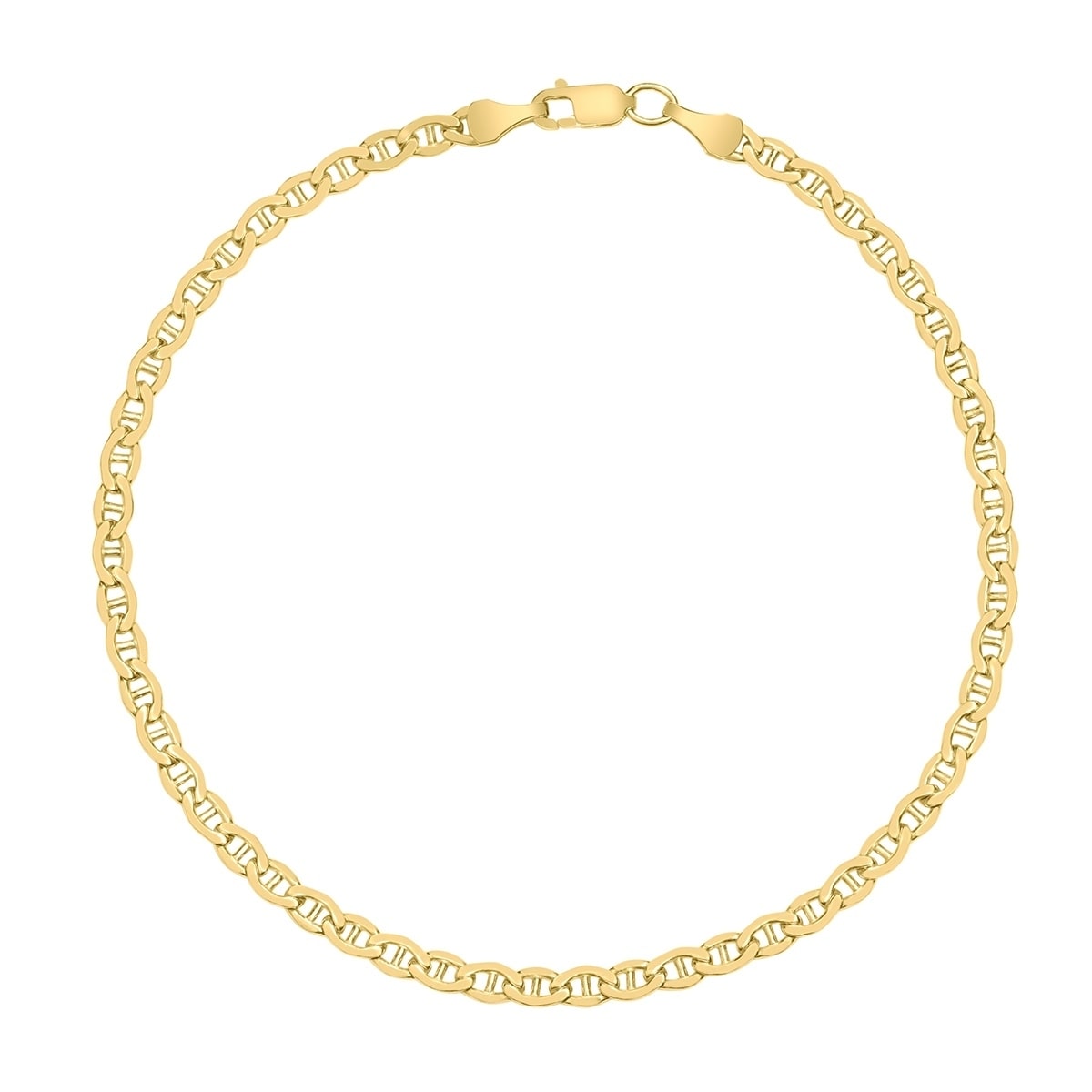 14K Yellow Gold Filled 3.2Mm Mariner Link Chain Bracelet With Lobster Clasp