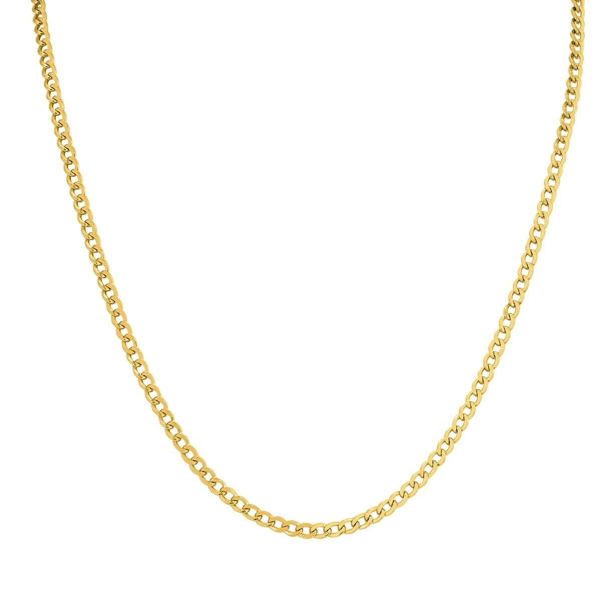 14K Yellow Gold Filled 3.3Mm Curb Link Chain With Lobster Clasp 22 Inch