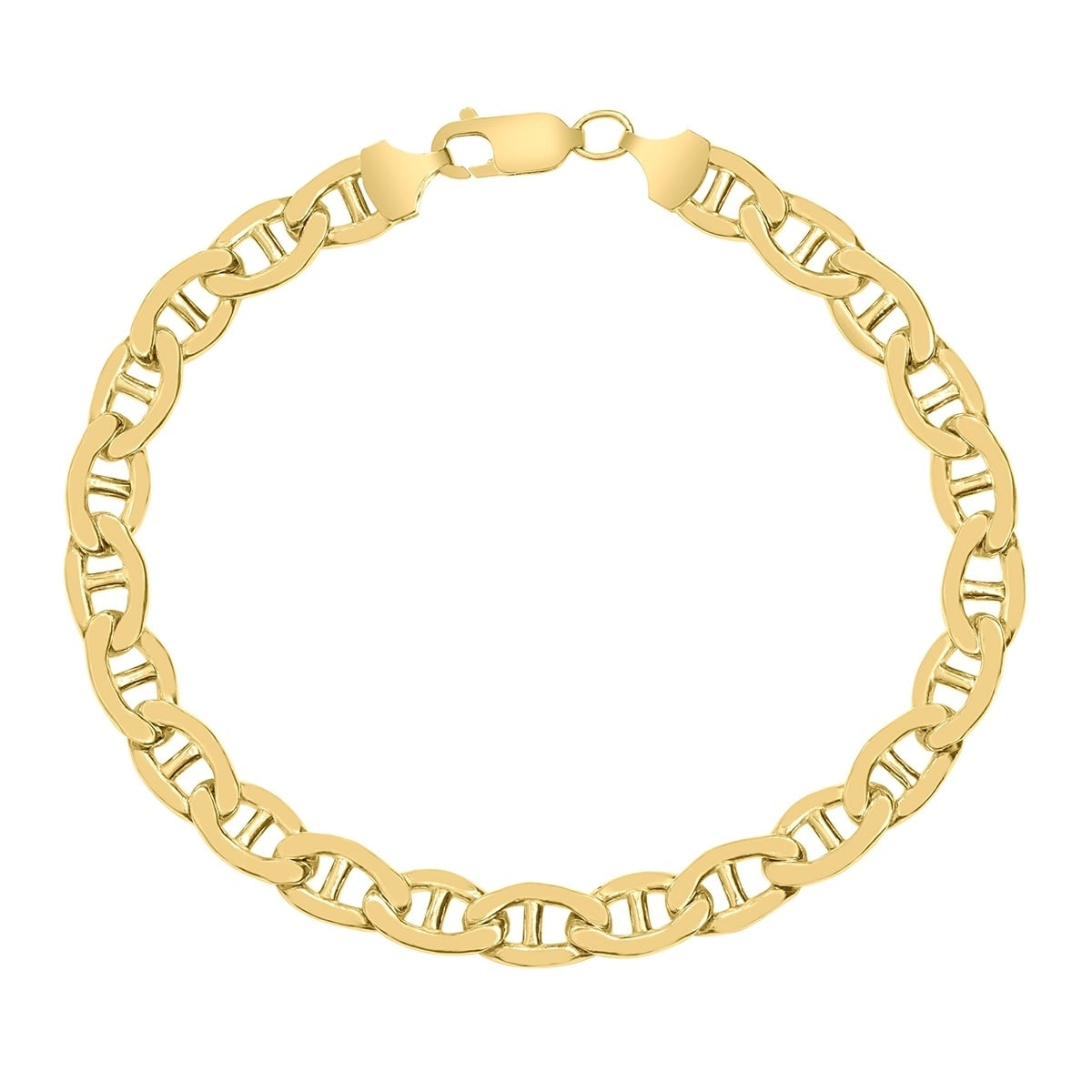 14K Yellow Gold Filled 7.4Mm Mariner Link Chain Bracelet With Lobster Clasp