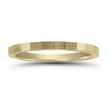 14K Yellow Gold Thin Faceted Groove Design 1.5Mm Wedding Band