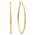 Marquee Jewels 14K Yellow Gold Two Toned Hoop Earrings With Diamond Cut Rhodium Accents 42Mm