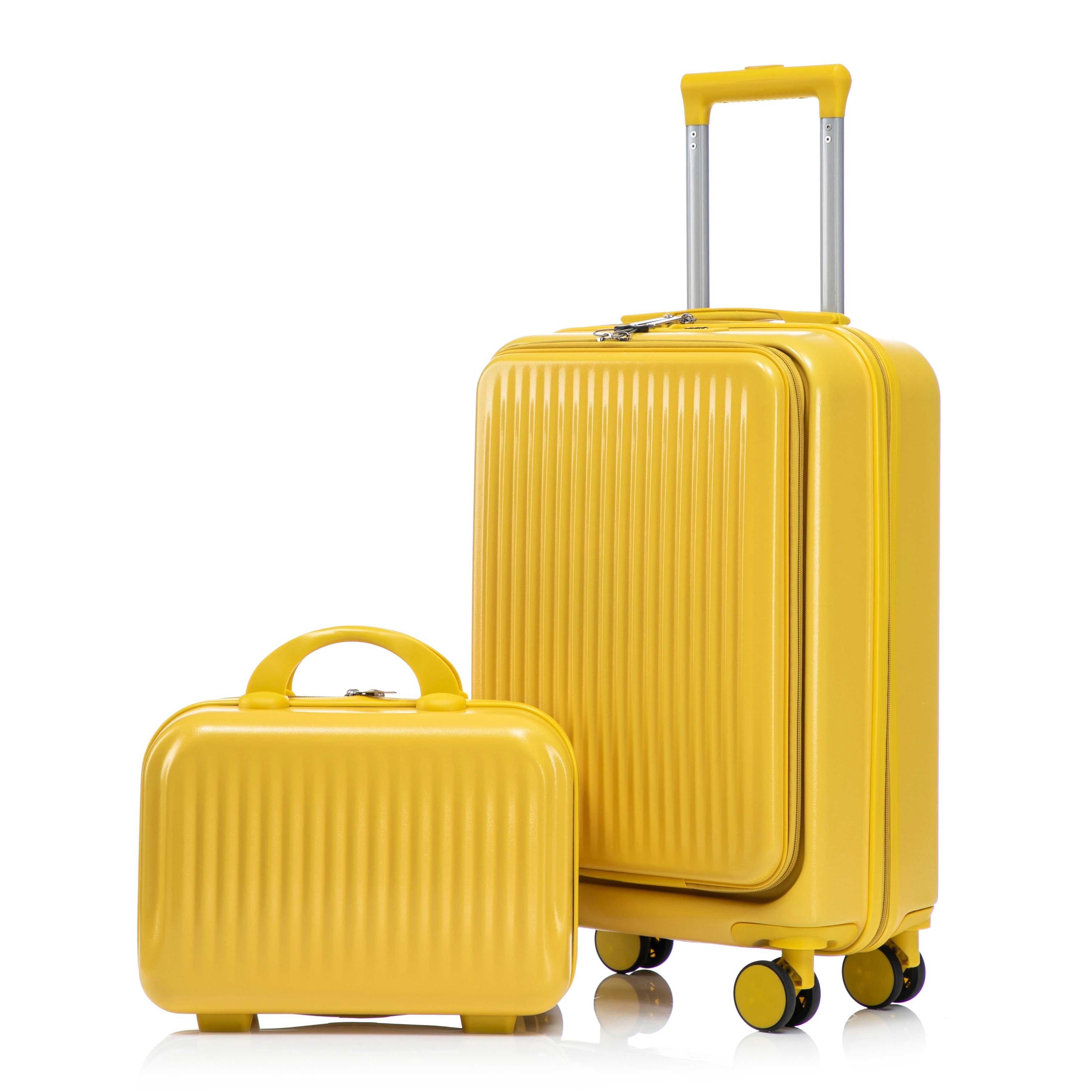 14 20 2 Pcs Set In Abs Spinner Wheel Luggage With Combination Lock And Front Opening Design 14 Cosmetic Case