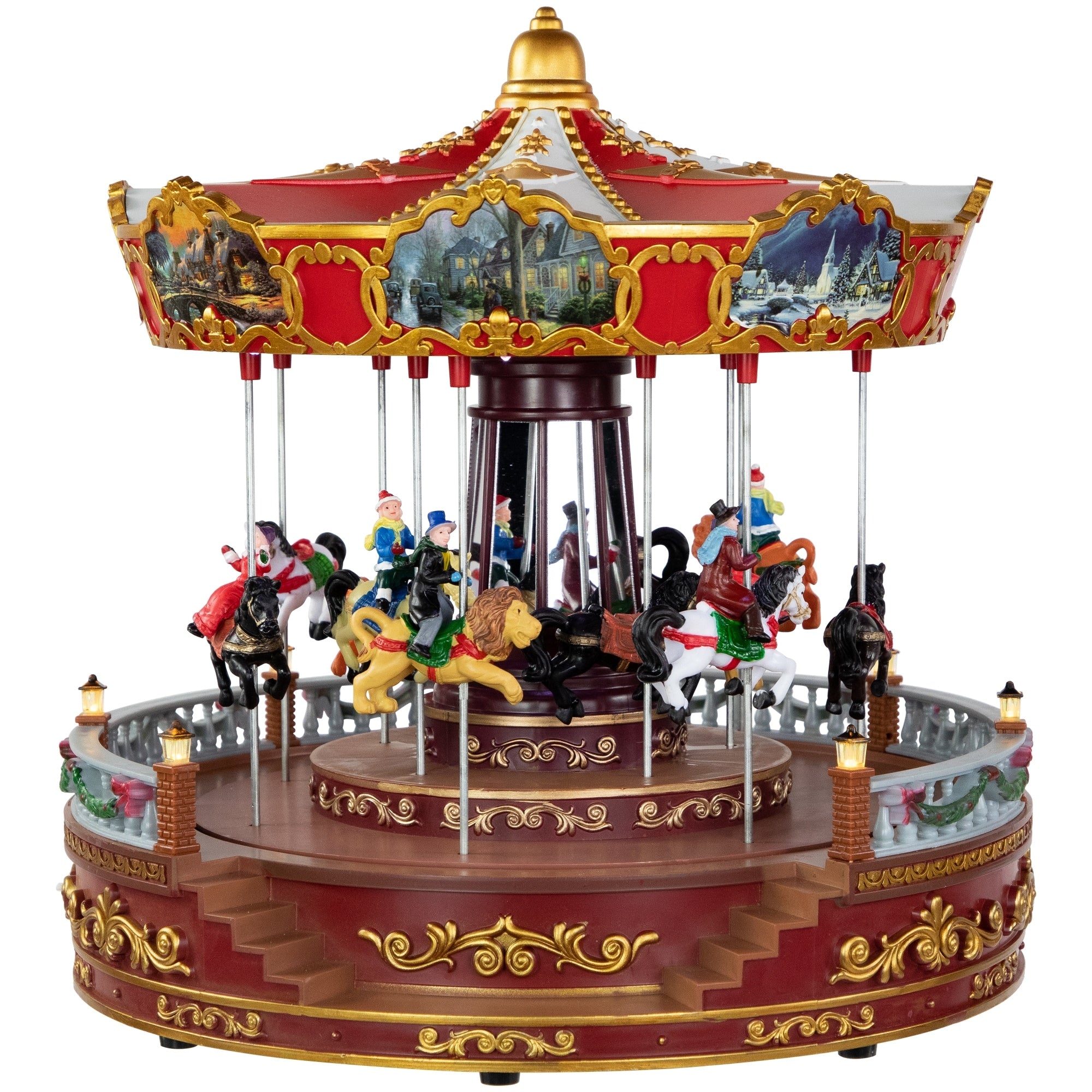 14In Led Lighted Rosies Carousel Revolving Christmas Decor With Music N A