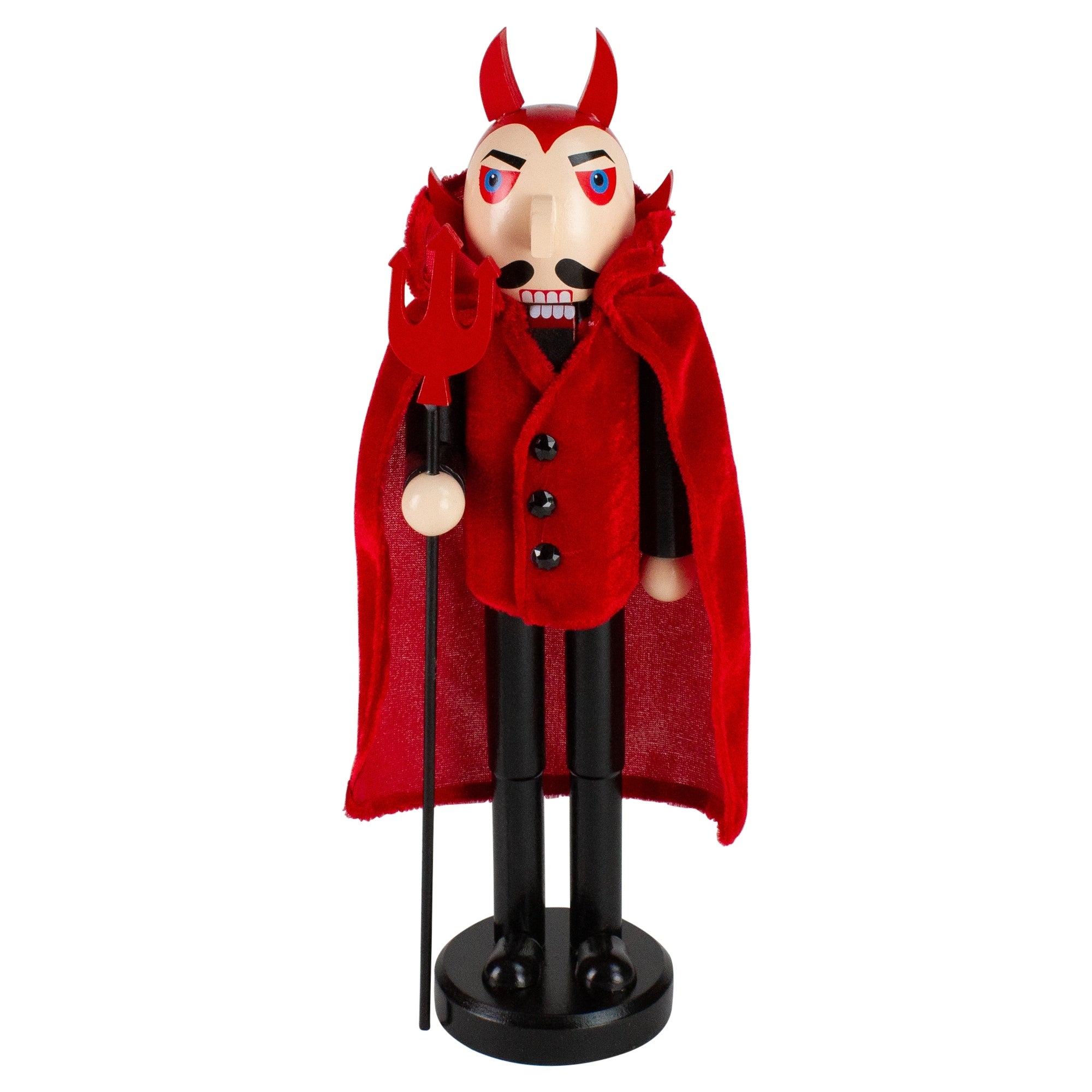 14 Red Devil Decorative Wooden Halloween Nutcracker Holding A Pitch Fork