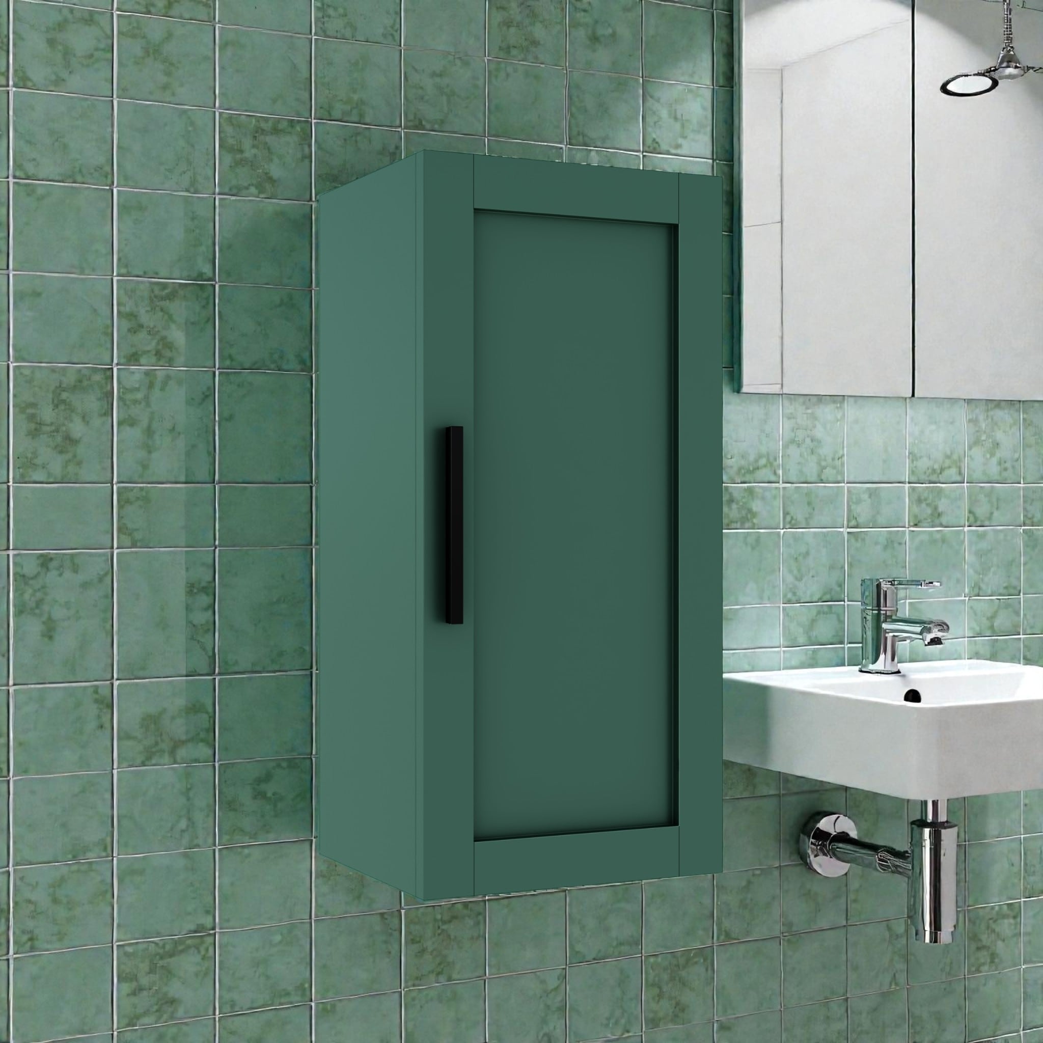 14 Wall Mounted Floating Bathroom Side Cabinet Particle Board Storage Cabinet With Soft Close Door Adjustable Shelf