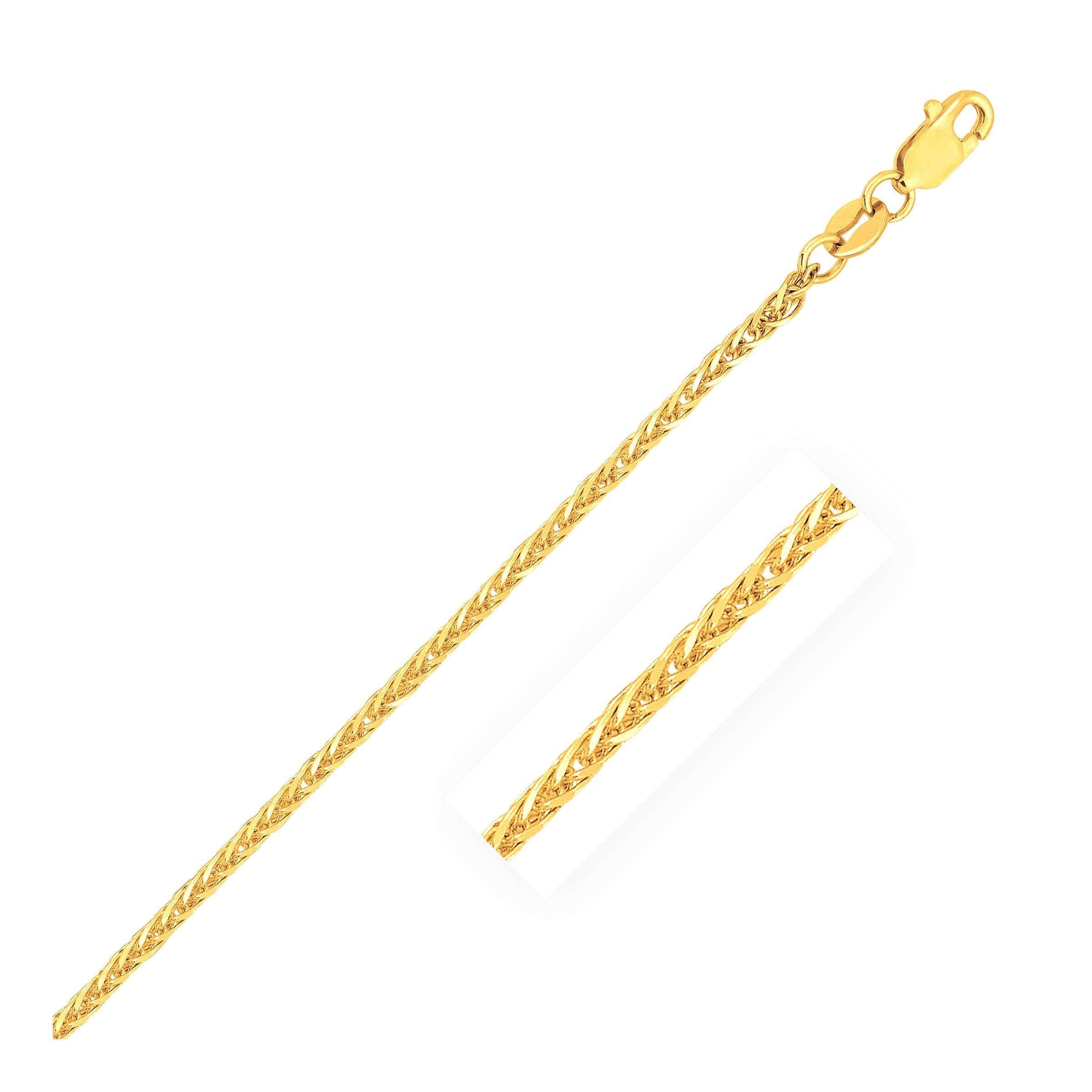 14K 1.8Mm Yellow Gold Square Wheat Chain Necklace