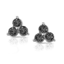 14K Gold 1 2Ct Tdw Black 3 Stone Diamond Earrings
