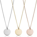 14K Gold High Polish Round Disc Adjustable Necklace 10 Millimeters