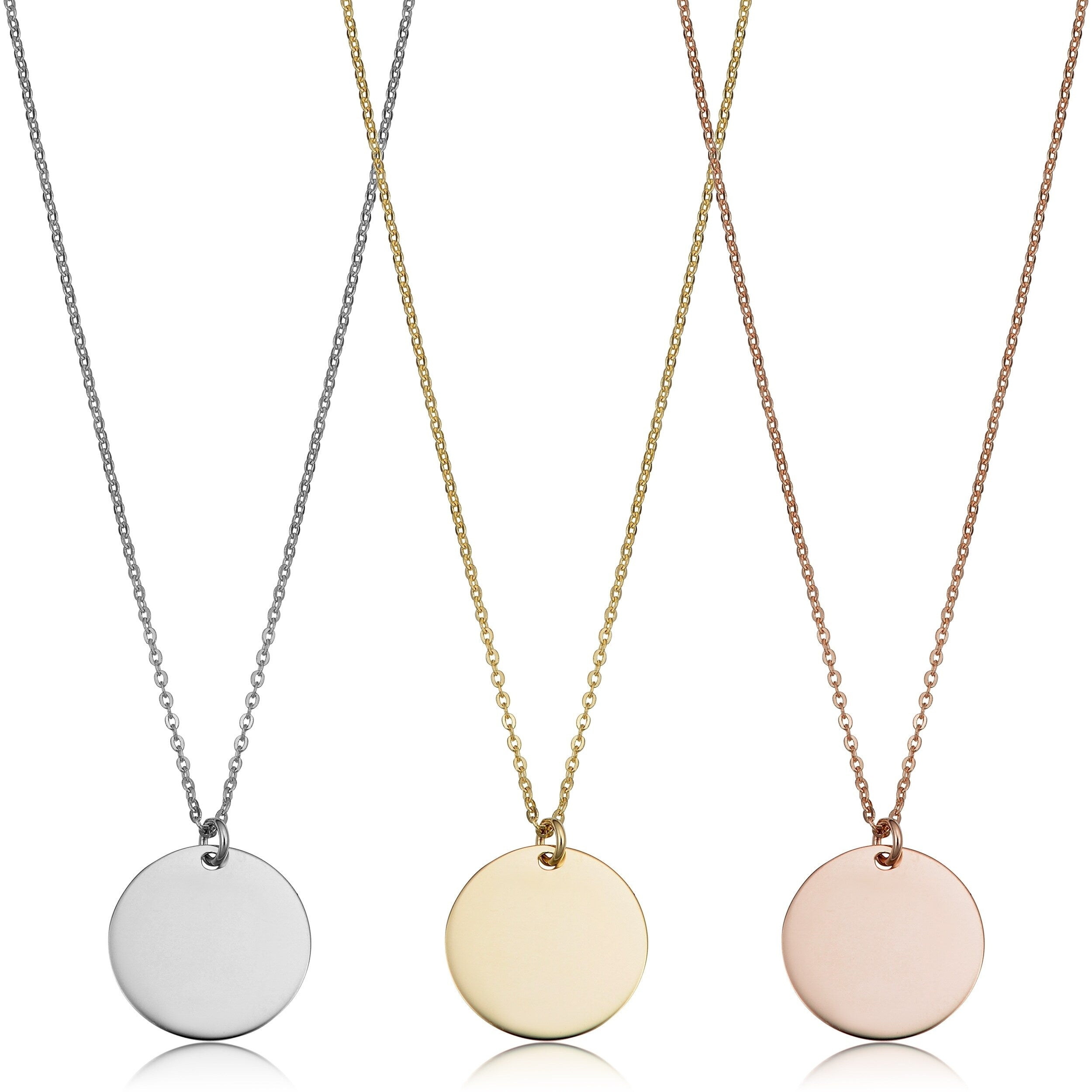 14K Gold High Polish Round Disc Adjustable Necklace 10 Millimeters