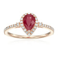 Pinctore 14K Rose Gold Ruby And Diamond Halo Engagement Ring