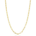 14K Solid Yellow Gold Filled 2.5 Mm Paper Clip Capsule Link Chain Necklace For Women