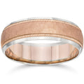 14K Two Tone Gold Mens 6Mm Brushed Wedding Band