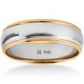 14K Two Tone Gold Mens 6Mm Polished Wedding Band