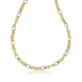 14K Two Tone Round And Cable Style Link Necklace