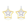 14K Two Tone Gold 1 5Ct Tdw Diamond Star Earrings H I I1 I2