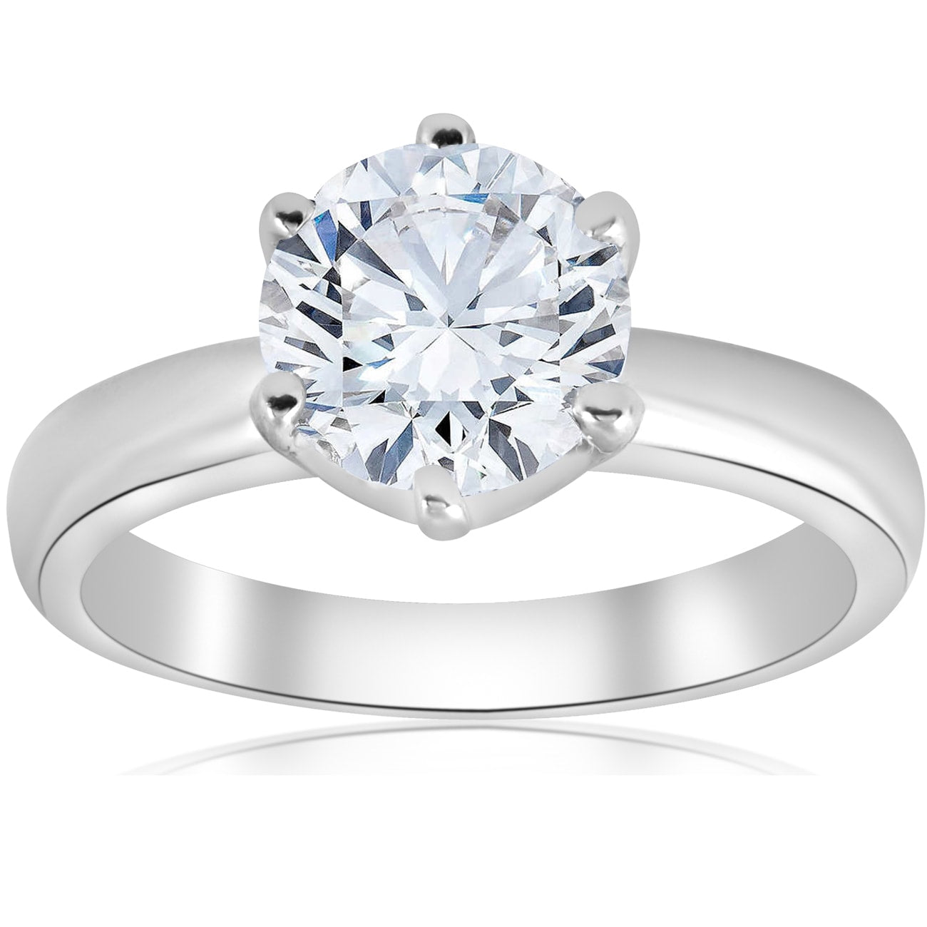14K White Gold 1 1 2 Ct Tdw Round Diamond Solitaire Engagement Ring Clarity Enhanced 6 Prong H I I1 I2
