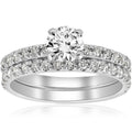 14K White Gold 1 1 4 Ct Tdw Diamond Engagement Ring Wedding Set French Pave Single Row I J I2 I3