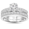 14K White Gold 1 1 4 Ct Tdw Pave Diamond Wedding Ring Set