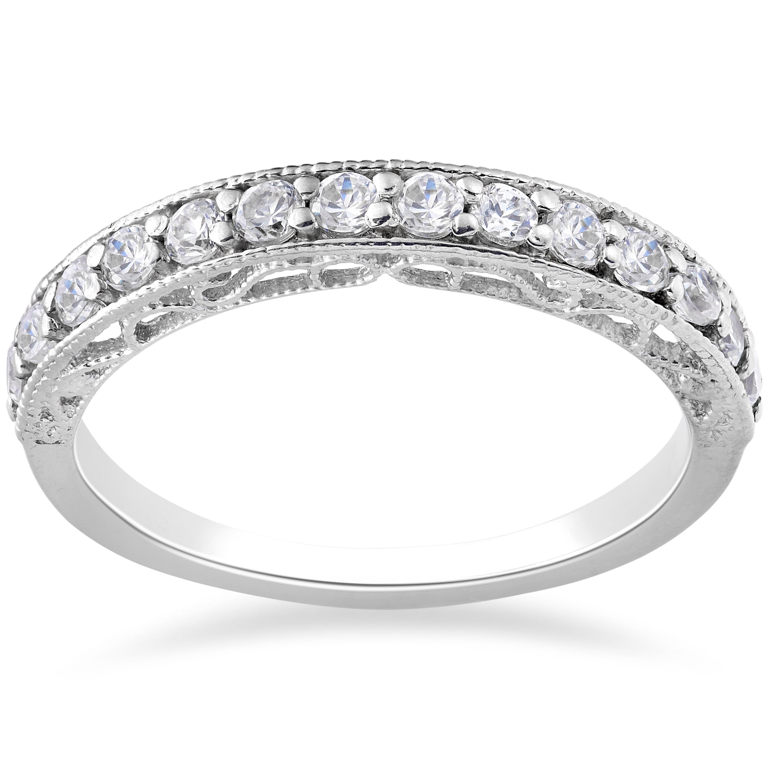 14K White Gold 1 2Ct Tdw Lab Grown Eco Friendly Diamond Vivian Vintage Wedding Ring