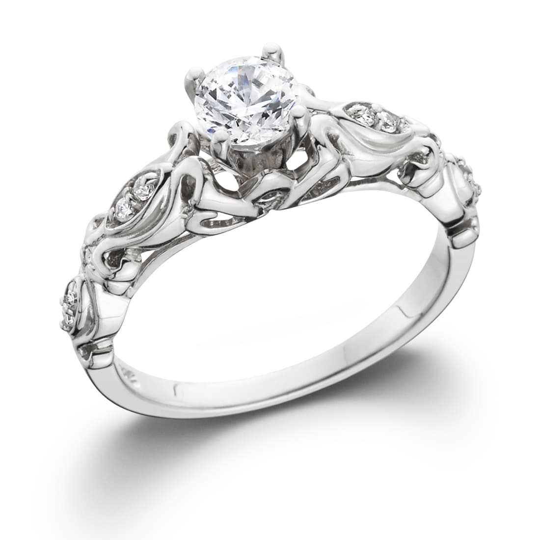 14K White Gold 1 2 Ct Tdw Vintage Diamond Engagement Ring