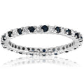 14K White Gold 1 2Ct Blue Sapphire Diamond Wedding Band Stackable Eternity Ring I J I2 I3