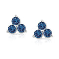 14K White Gold 1 2Ct Tdw Three Stone Blue Diamond Stud Earrings