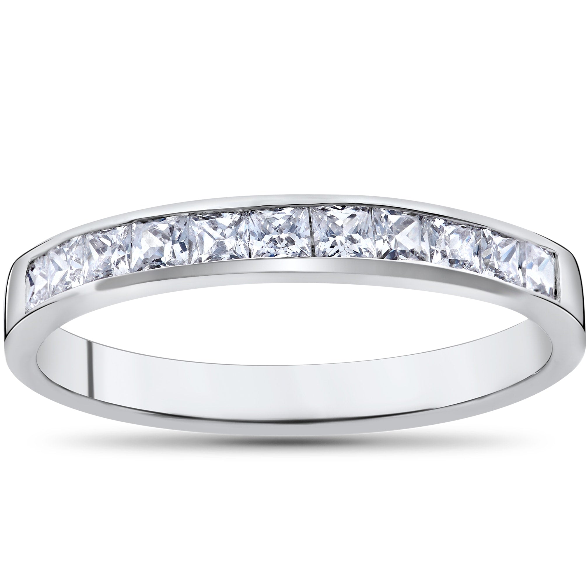 14K White Gold 1 2Ct Tdw Princess Cut Diamond Wedding Anniversary Ring