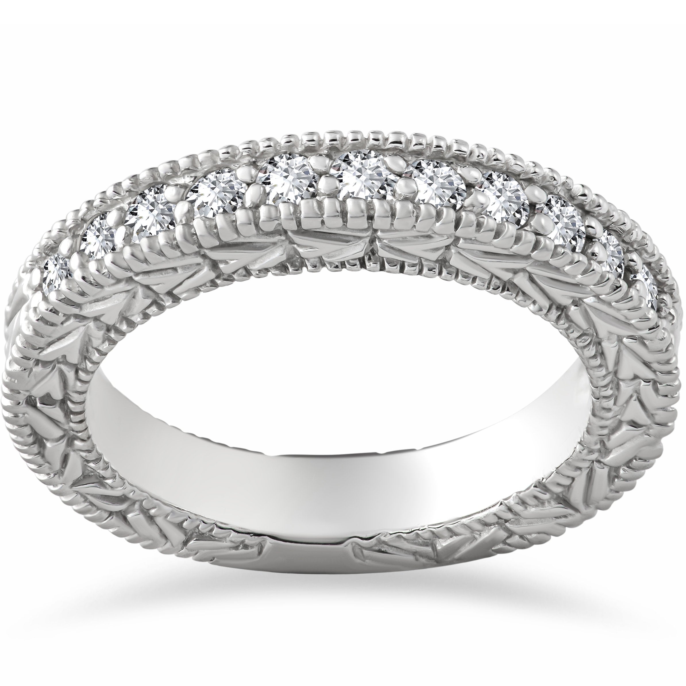 14K White Gold 1 4 Ct Eco Friendly Lab Grown Diamond Wedding Stackable Ring