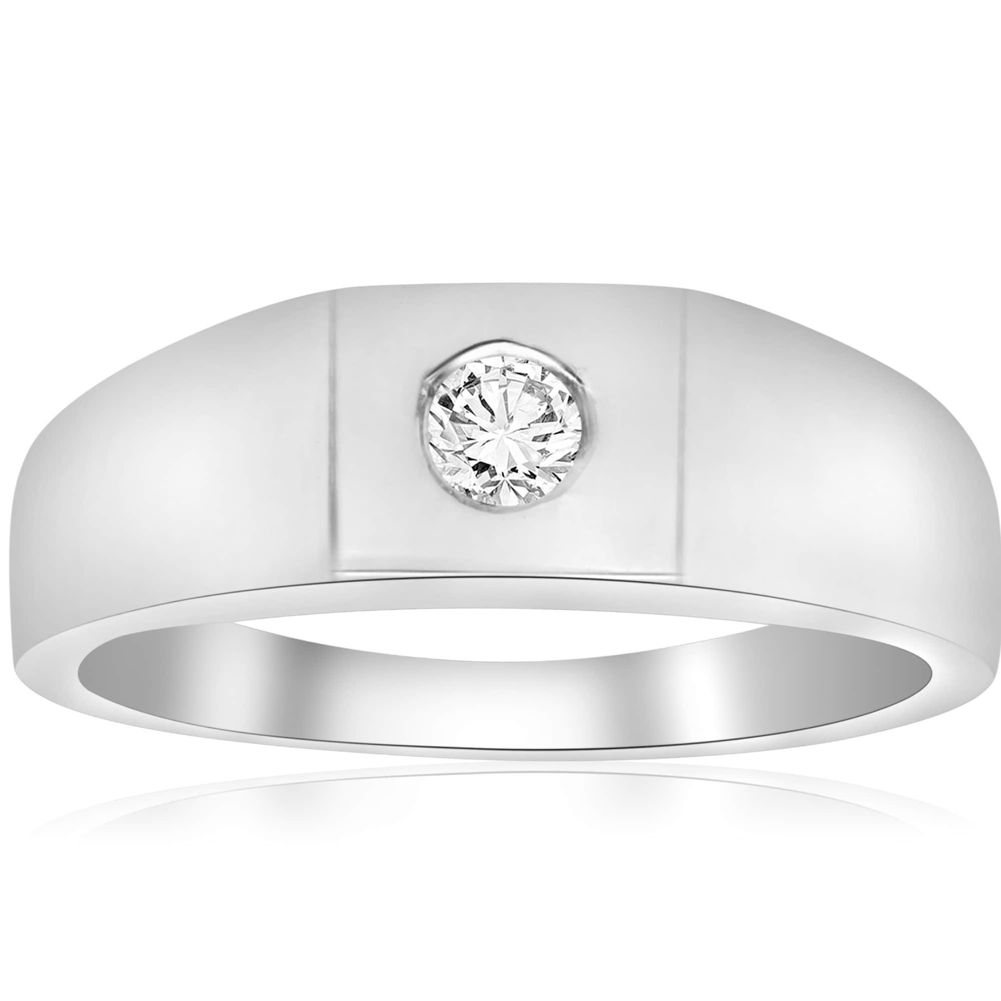 14K White Gold 1 4 Ct Tdw Diamond Solitaire Wedding High Polished Ring I J I2 3