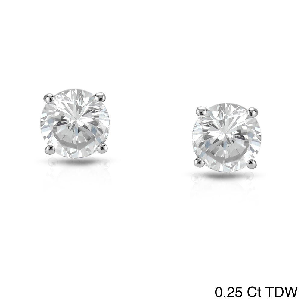14K White Gold 1 4Ct To 1Ct Tdw Round Solitaire Diamond Stud Earrings