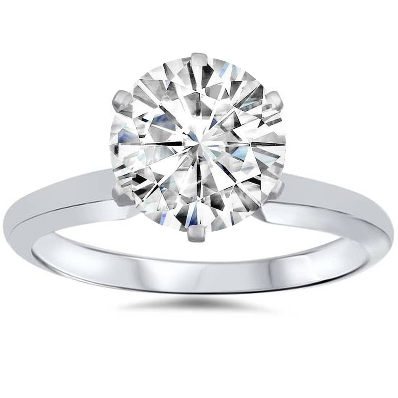 14K White Gold 1 Ct Oval Moissanite Solitaire Engagement Ring H Vvs