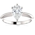 14K White Gold 1 Ct Pear Shape Diamond Solitaire Engagement Ring Lab Grown E Vs