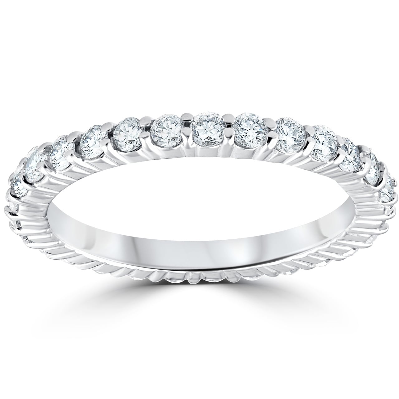 14K White Gold 1 Ct Tdw Diamond Eternity Ring Womens Stackable Wedding Engagement Band