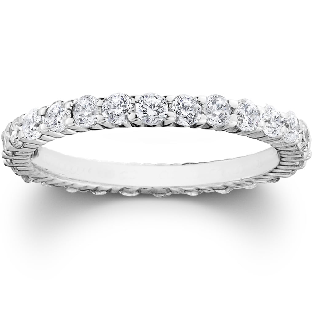 14K White Gold 1 Cttw Diamond Eco Friendly Lab Grown Eternity Wedding Ring Womens Stackable Anniversary Band F G Si1 Si2