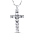 14K White Gold 1Ct Tdw Diamond Cross Necklace