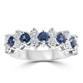 14K White Gold 2 1 2 Cttw Blue Sapphire Diamond Wedding Anniversary Ring