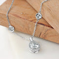 14K White Gold 2 3 5Ct Tdw Chain Station And Pear Shaped Diamond Halo Necklace