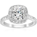 14K White Gold 2 Ct Tdw Diamond Cushion Halo Clarity Enhanced Engagement Ring