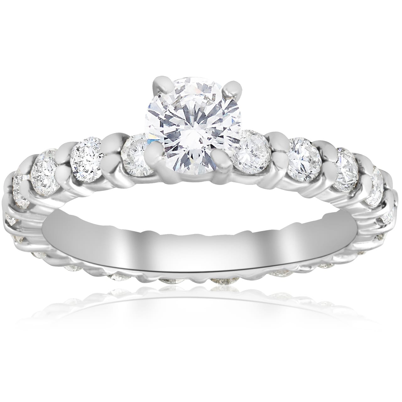 14K White Gold 2 Ct Tdw Diamond Eternity Engagement Ring 14K White Gold I J I2 I3
