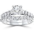 14K White Gold 2Ct Tdw Diamond Engagement Wedding Ring Set