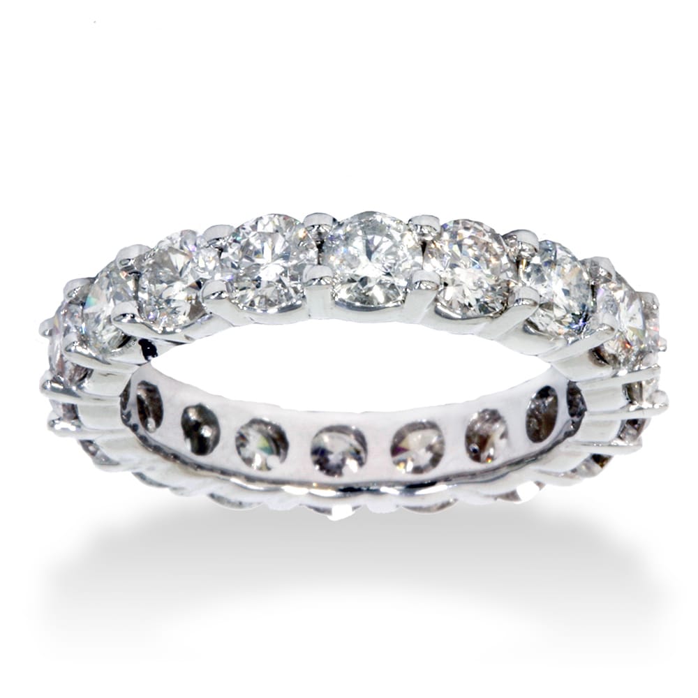 14K White Gold 4Ct Tdw Diamond Eternity Anniversary Ring