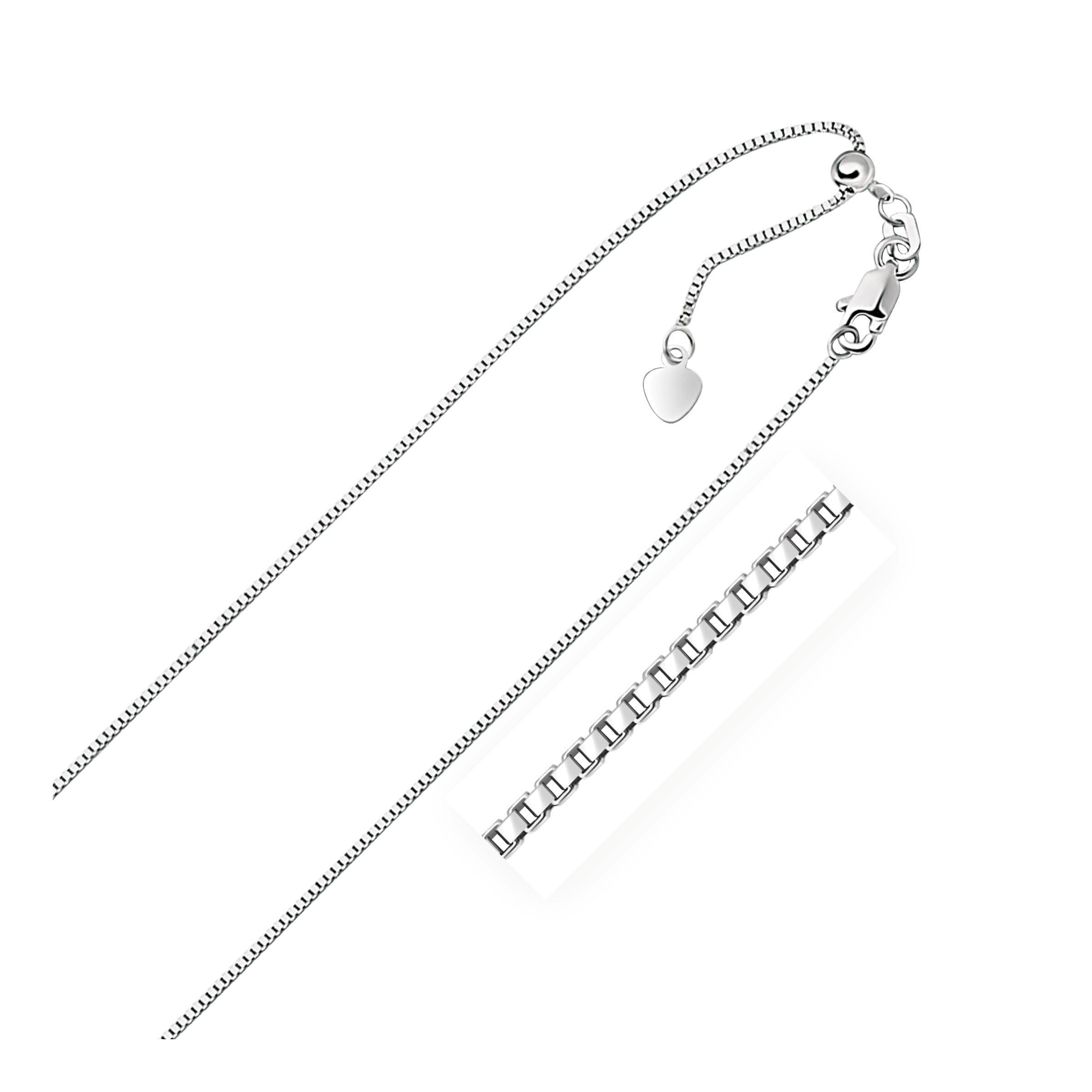 14K White Gold Adjustable Box Chain 0.85Mm