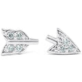 14K White Gold Arrow Diamond Studs Womens Dainty Fashion Earrings