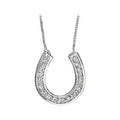 14K White Gold Diamond Horseshoe Pendant